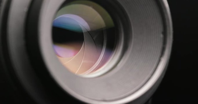 Camera lens zooming in and out