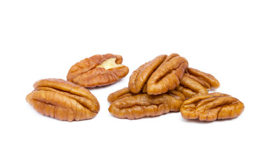 Fresh pecan nuts isolated on a white background