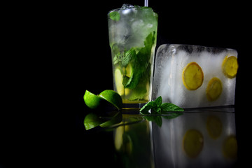 mojito with lime and mint, lemonade.