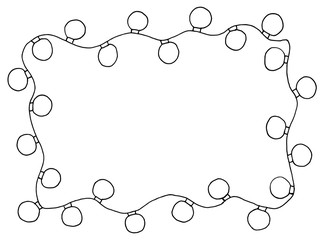 Sketchy frames illustration. Hand drawn festive christmas lights.