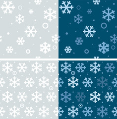 Winter seamless patterns. Four seamless patterns made with snowflakes.