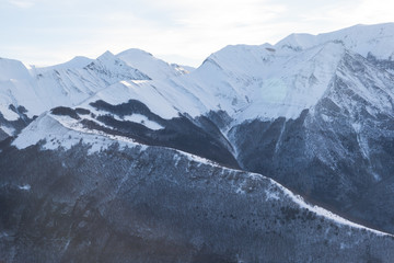 Snowy Mountain landscape in Sibillini Mounts, Italy