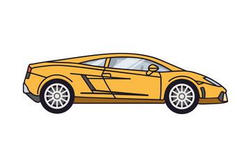 detailed side of a flat yellow sports car illustration