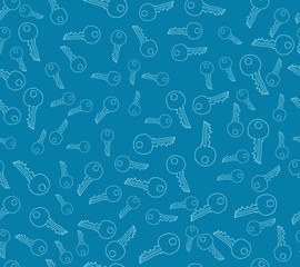 Hand drawn doodle seamless background with hand drawn keys.