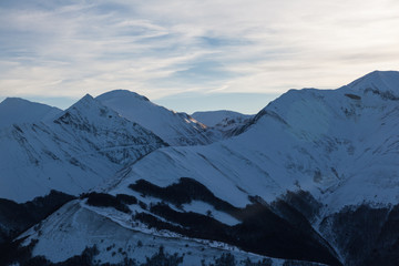 Snowy Mountain landscape in Sibillini Mounts, Italy