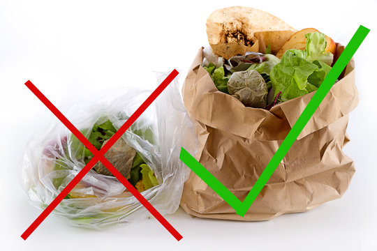 Keine kompostierbaren Plastiktüten in die Biomülltonne