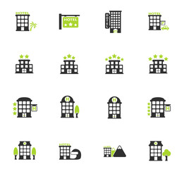 hotel color icon set