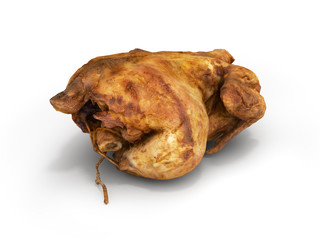 roasted chicken isolated on white background 3d render