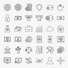 Cryptocurrency Line Icons Set