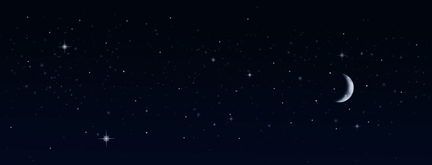 Fototapeta na wymiar Night sky with moon and stars