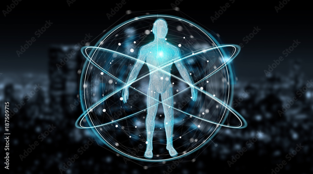 Aufkleber Digital x-ray human body scan background interface 3D rendering