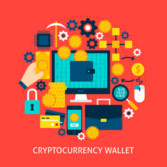 Cryptocurrency Wallet Flat Concept