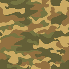 Seamless camouflage pattern. Khaki texture, vector illustration. Camo print background. Abstract military style backdrop for your design