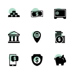 Banking icons. vector collection filled banking icons set.