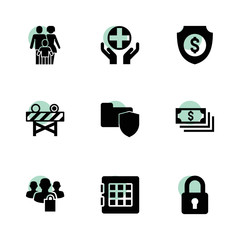 Safe icons. vector collection filled safe icons set.