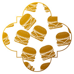 frame with hamburgers pattern background