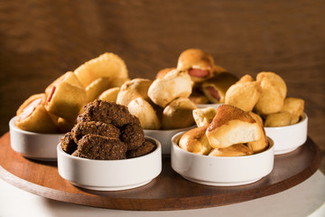 Mixed brazilian snack on the table.