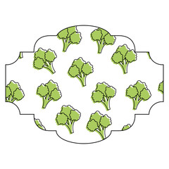 frame with broccoli pattern background