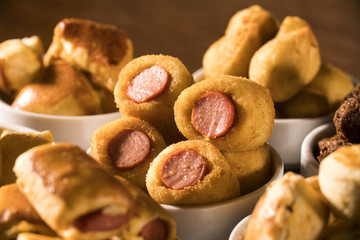 Mixed brazilian snack on the table.