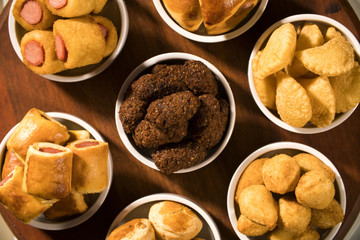 Mixed brazilian snack on the table.