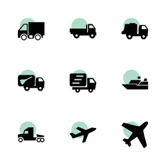 Cargo icons. vector collection filled cargo icons set.