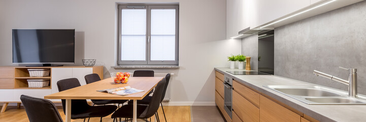 Home interior with wooden elements