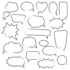 Set of cartoon doodle speech bubbles. Template for advertising, comics, web design, printing