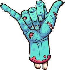 Fotobehang Severed zombie hand making the hang loose hand sign. Vector clip art illustration with simple gradients. All in a single  layer.  © Memoangeles