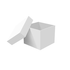 White empty box with an open lid isolated on a white background. Vector illustration