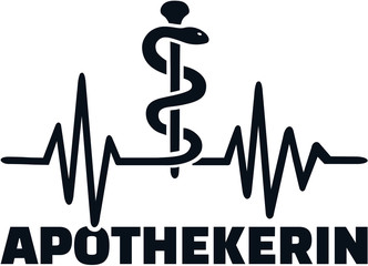 Pharmacist heartbeat line female job title german
