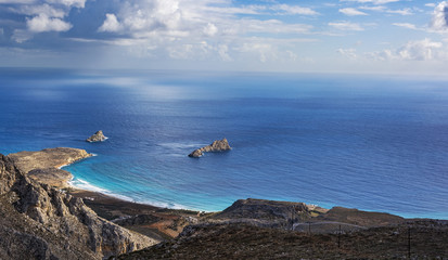 Fototapeta na wymiar Beautiful greek seascape. East Crete. Xerokampos beaches.