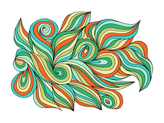 Abstract hand drawn illustration, decotative waves background