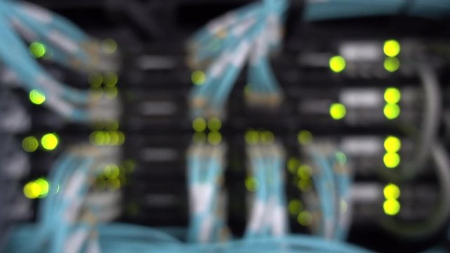 server, rack, lights. blurred background