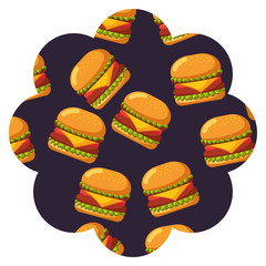 frame with hamburgers pattern background