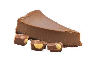 chocolate cheesecake  on a white background