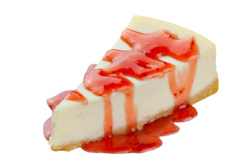 delicious cheesecake with strawberries on  White background