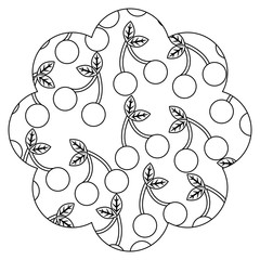 frame with cherries pattern background