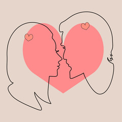 vector silhouette illustration of two loving people for Valentine's day