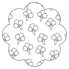 frame with broccoli pattern background