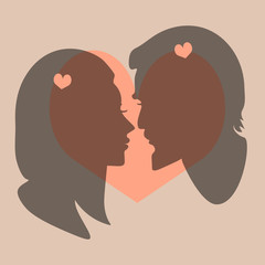 vector silhouette illustration of two loving people for Valentine's day