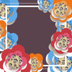 vector illustration of abstract background out of the frame and paper flowers