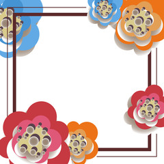 vector illustration of abstract background out of the frame and paper flowers