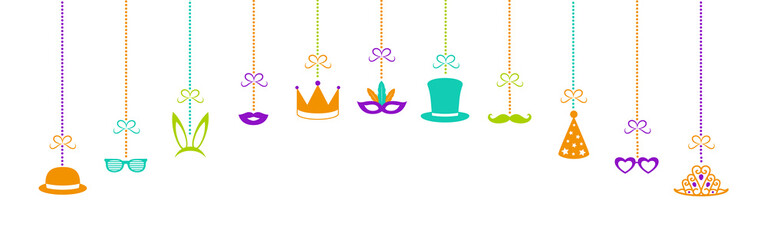Hanging decorations for carnival, birthday party or photobooth. Vector.