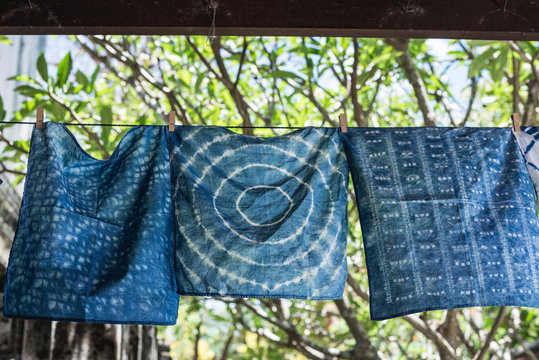Shibori indigo fabric