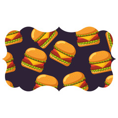 frame with hamburgers pattern background
