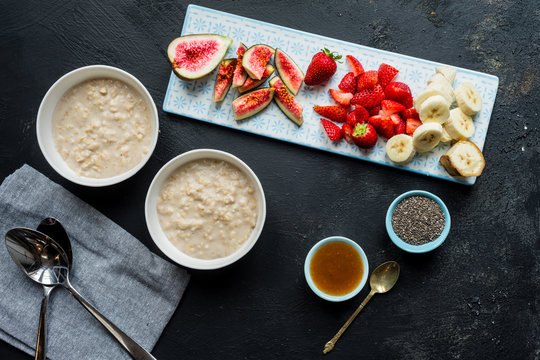 porridge with seasonal fruit and chia