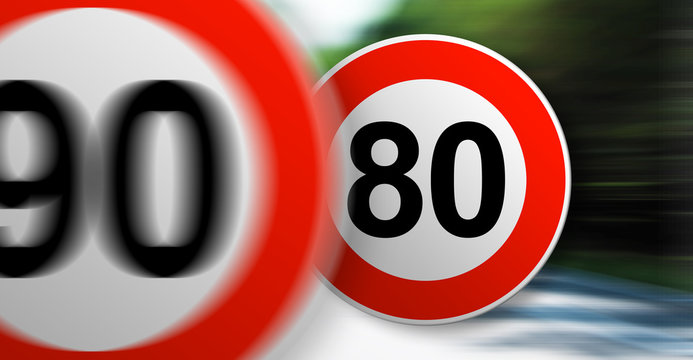 90km/h et 80km/h vitesse en France 1er juillet 2018 sur la route d&eacute;partementale limitation de vitesse 2022