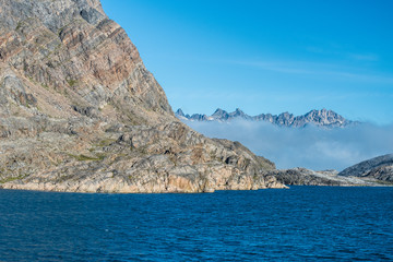 Coastal mountain scenery in in the Hamburger Sund, north of Maniitsoq, West Greenland