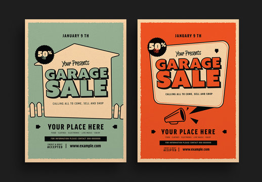 Retro Garage Sale Flyer Layouts