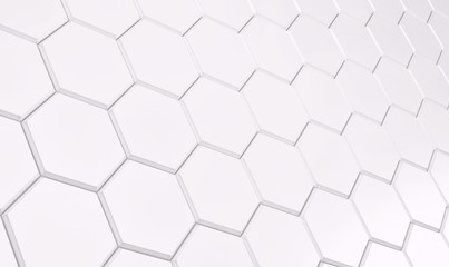 Abstract array of shinny white polygons. 3d render